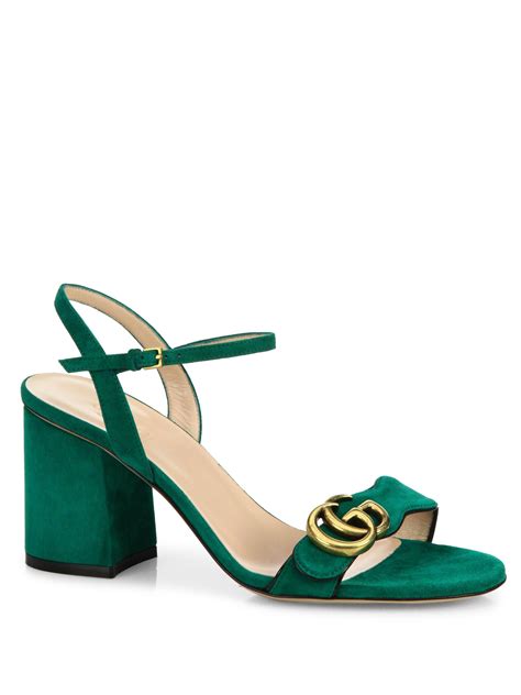 white and green gucci shoes|Gucci marmont mid heel pump.